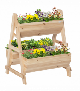 Wood Raised Garden Bed Planter Box with Stand