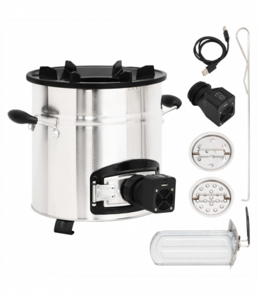 Wood Stove with USB Fan Silver 35.5x26x28 cm Stainless Steel