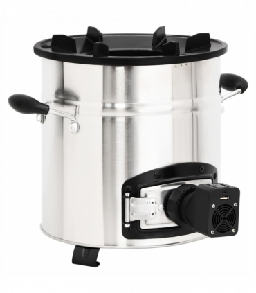 Wood Stove with USB Fan Silver 35.5x26x28 cm Stainless Steel