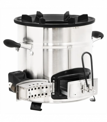 Wood Stove with USB Fan Silver 35.5x26x28 cm Stainless Steel