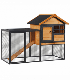 Wood-metal Rabbit Hutch Elevated Pet House Outdoor 122 x 63 x 92cm