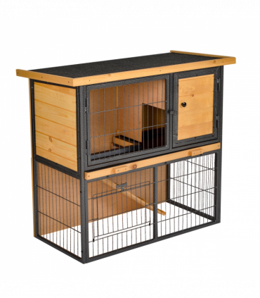 Wood-metal Rabbit Hutch Elevated Pet House Outdoor 89.5 x 45 x 81cm Pawhut