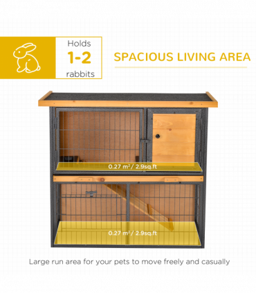 Wood-metal Rabbit Hutch Elevated Pet House Outdoor 89.5 x 45 x 81cm Pawhut