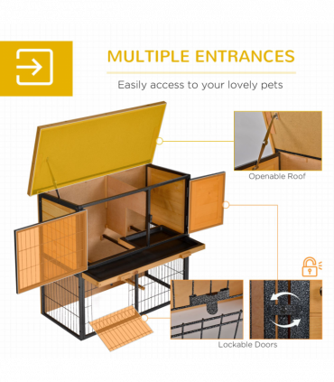 Wood-metal Rabbit Hutch Elevated Pet House Outdoor 89.5 x 45 x 81cm Pawhut