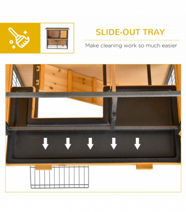 Wood-metal Rabbit Hutch Elevated Pet House Outdoor 89.5 x 45 x 81cm Pawhut