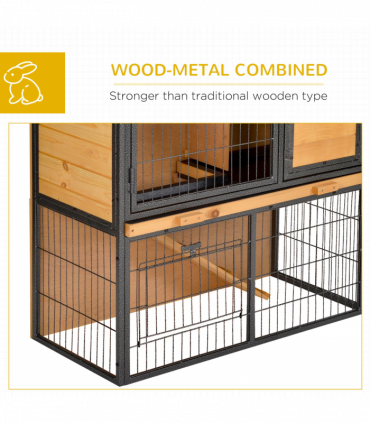 Wood-metal Rabbit Hutch Elevated Pet House Outdoor 89.5 x 45 x 81cm Pawhut