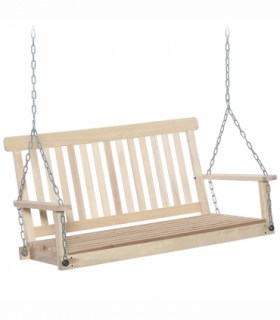 Wooden 2-Seater Poch Swing Chair Hanging Hammock Chains