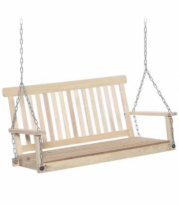 Wooden 2-Seater Poch Swing Chair Hanging Hammock Chains