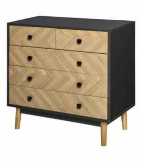 Wooden 5-Drawer Storage Cabinet Chest with Metal Handles Bedroom Living Room