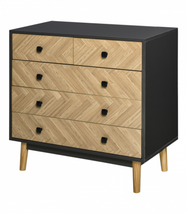 Wooden 5-Drawer Storage Cabinet Chest with Metal Handles Bedroom Living Room