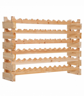 Wooden 72 Bottle 6 Tier Shelf Storage Holder Standing Wood Cellar Wine Rack