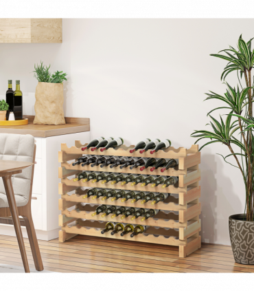 Wooden 72 Bottle 6 Tier Shelf Storage Holder Standing Wood Cellar Wine Rack