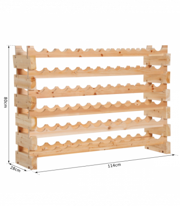 Wooden 72 Bottle 6 Tier Shelf Storage Holder Standing Wood Cellar Wine Rack