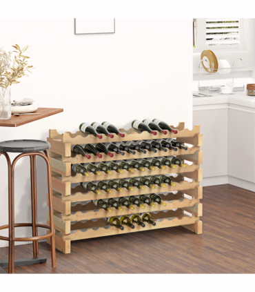 Wooden 72 Bottle 6 Tier Shelf Storage Holder Standing Wood Cellar Wine Rack