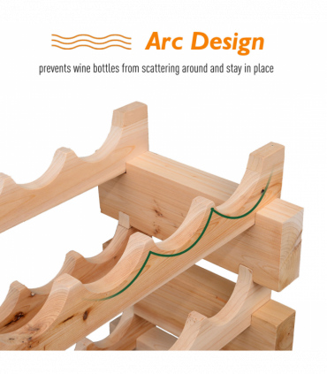 Wooden 72 Bottle 6 Tier Shelf Storage Holder Standing Wood Cellar Wine Rack