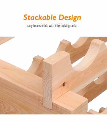 Wooden 72 Bottle 6 Tier Shelf Storage Holder Standing Wood Cellar Wine Rack