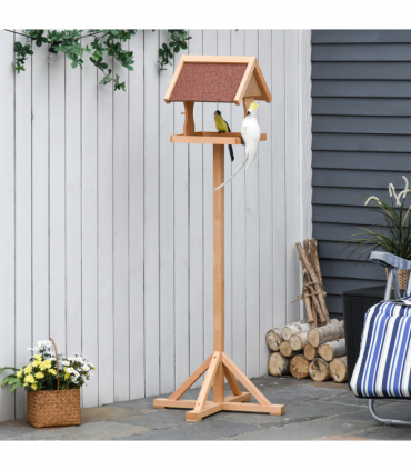 Wooden Bird Feeder Freestanding Cross-shaped Support Feet Weather Resistant