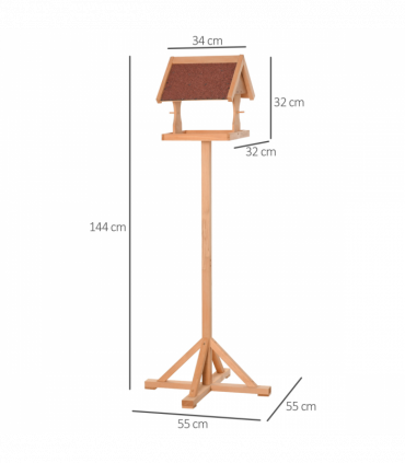 Wooden Bird Feeder Freestanding Cross-shaped Support Feet Weather Resistant