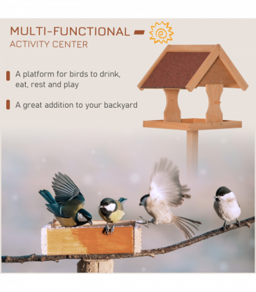 Wooden Bird Feeder Freestanding Cross-shaped Support Feet Weather Resistant