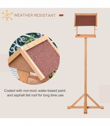 Wooden Bird Feeder Freestanding Cross-shaped Support Feet Weather Resistant