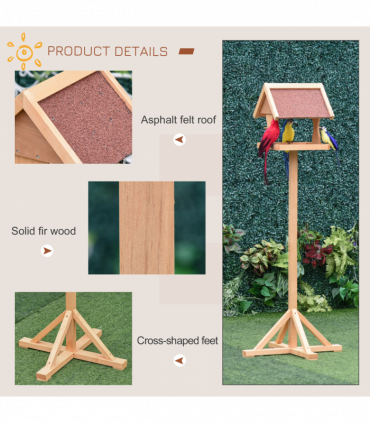 Wooden Bird Feeder Freestanding Cross-shaped Support Feet Weather Resistant