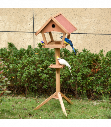 Wooden Bird Feeder Stand for Garden Pre-cut Weather Resistant 49 x 45 x 139cm