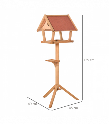 Wooden Bird Feeder Stand for Garden Pre-cut Weather Resistant 49 x 45 x 139cm
