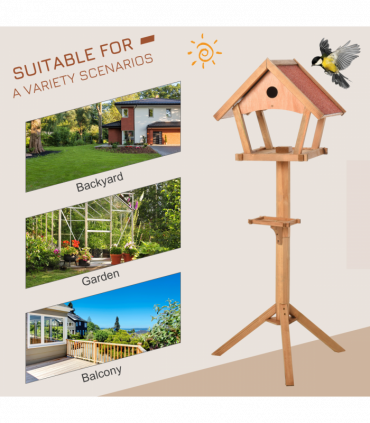 Wooden Bird Feeder Stand for Garden Pre-cut Weather Resistant 49 x 45 x 139cm