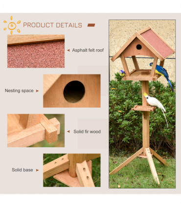Wooden Bird Feeder Stand for Garden Pre-cut Weather Resistant 49 x 45 x 139cm
