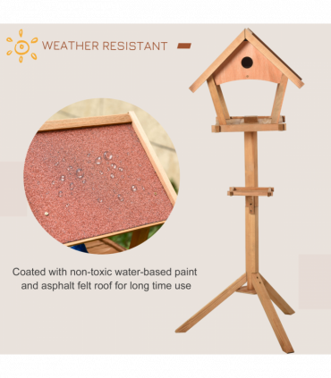 Wooden Bird Feeder Stand for Garden Pre-cut Weather Resistant 49 x 45 x 139cm