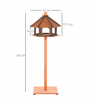 Wooden Bird Feeder Wooden Bird Table Bird Feeder with Roof, Brown, 130cm