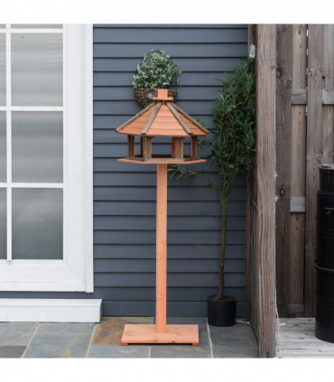 Wooden Bird Feeder Wooden Bird Table Bird Feeder with Roof, Brown, 130cm