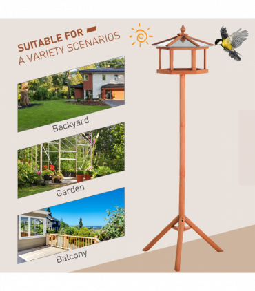 Wooden Bird Table Free Standing Bird Feeder Parrot Stand for Garden, Patio