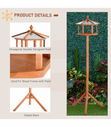Wooden Bird Table Free Standing Bird Feeder Parrot Stand for Garden, Patio
