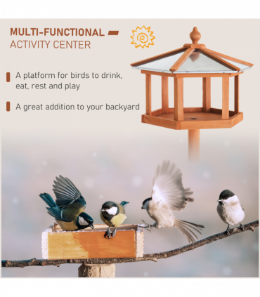 Wooden Bird Table Free Standing Bird Feeder Parrot Stand for Garden, Patio