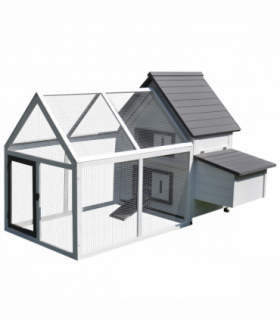 Wooden Chicken Coop Hen House Enclosure with Ramp Run Nesting Box Pawhut