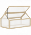 Wooden Cold Frame Greenhouse Garden Polycarbonate Grow House, Natural Outsunny