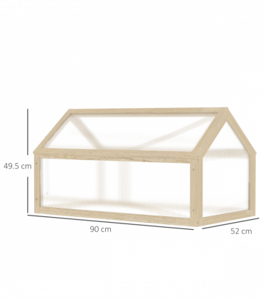Wooden Cold Frame Greenhouse Garden Polycarbonate Grow House, Natural Outsunny