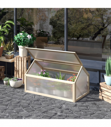 Wooden Cold Frame Greenhouse Garden Portable Raised Planter