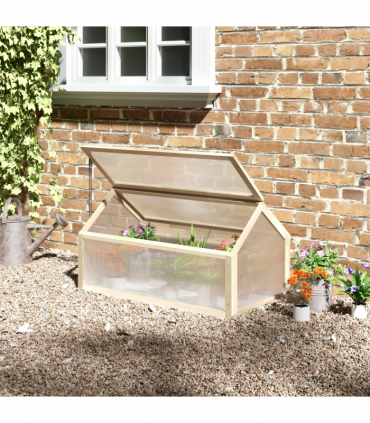 Wooden Cold Frame Greenhouse Garden Portable Raised Planter