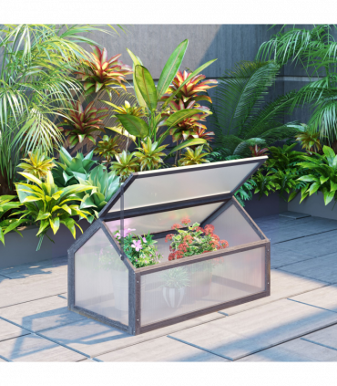 Wooden Cold Frame Greenhouse PC 90 x 52 x 50cm, Grey House,