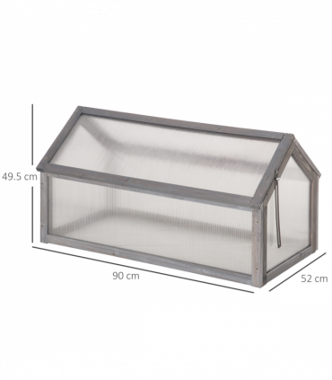 Wooden Cold Frame Greenhouse PC 90 x 52 x 50cm, Grey House,