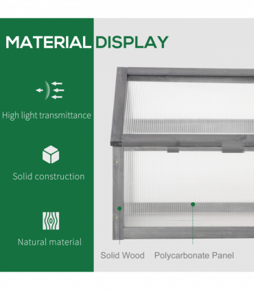 Wooden Cold Frame Greenhouse PC 90 x 52 x 50cm, Grey House,