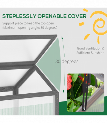Wooden Cold Frame Greenhouse PC 90 x 52 x 50cm, Grey House,