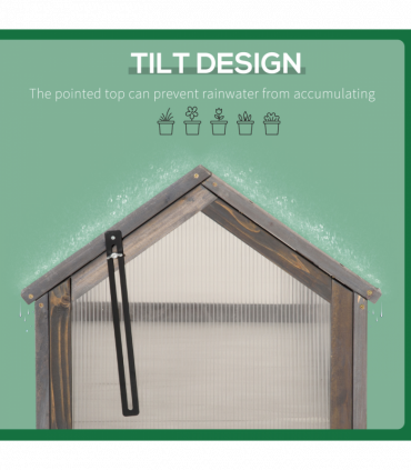 Wooden Cold Frame Greenhouse PC 90 x 52 x 50cm, Grey House,