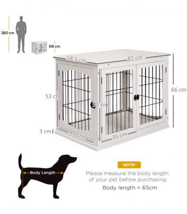 Wooden Dog Crate End Table Pet Puppy Cage w/Metal Wire for Small Dog White