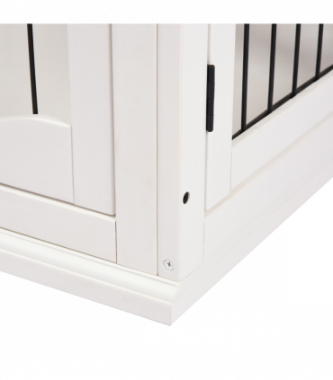 Wooden Dog Crate End Table Pet Puppy Cage w/Metal Wire for Small Dog White