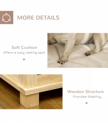 Wooden Dog Crate Furniture w/ Double Doors, Soft Cushion, for Medium Dogs