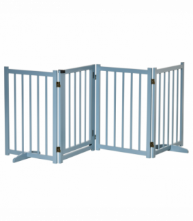 Wooden Foldable Dog Safety Barrier w/ 4 Panels for Small&Medium Dogs Blue Grey