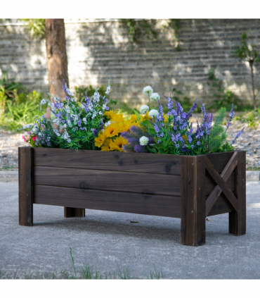 Wooden Garden Raised Bed Planter Grow Containers Pot, 100x36.5x36cm Outsunny